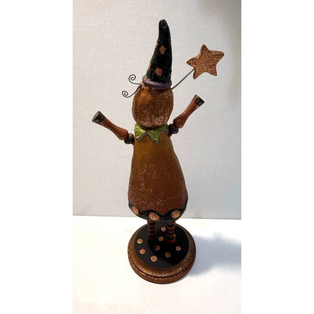 Primitive Pumpkin Jack O Lantern Resin Figurine Halloween Artist E. Smithson MCM